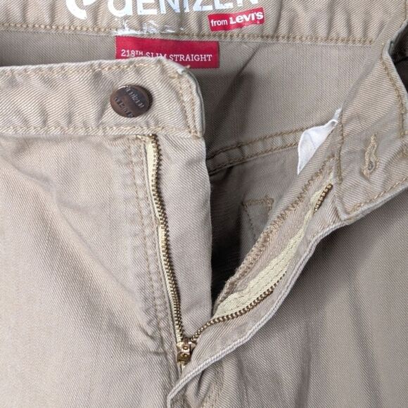 Levis DENZIEN 218 Slim Straight Cotton Khaki Tan Jeans Size Men's 34 X 34 - Picture 7 of 9